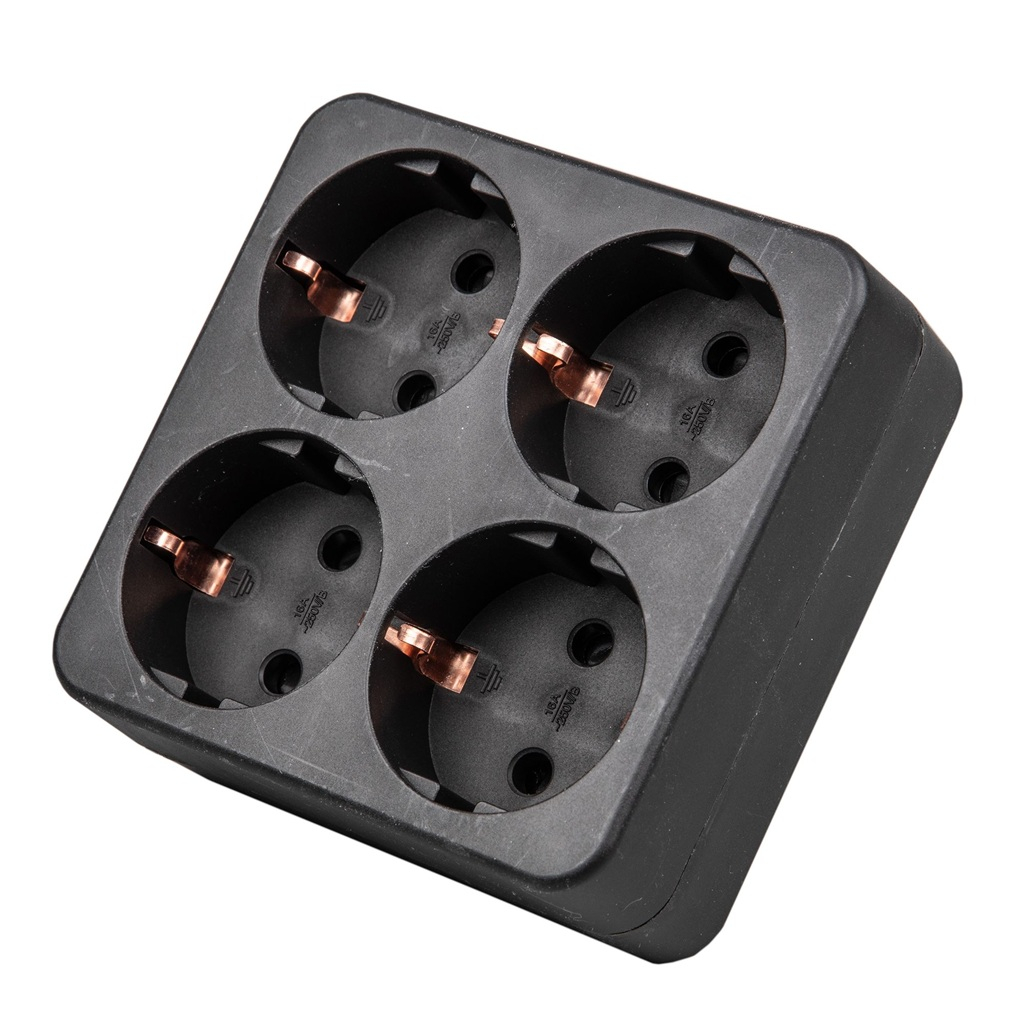 Разветвитель сетевой Uniel S-GES4-16S Black с заземлением, 4 розетки, 3.5 кВт