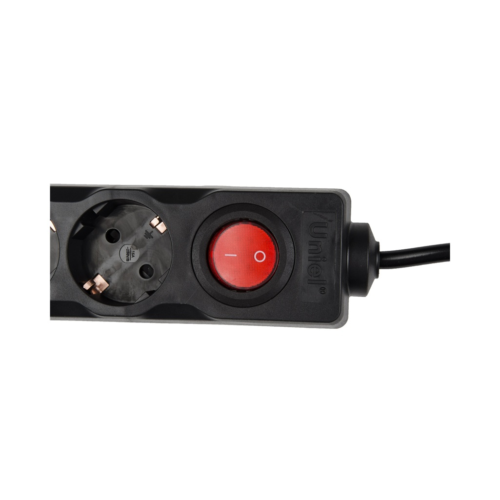 Удлинитель Uniel Standard S-GCD4-3B Black ПВС, с заземлением, 4 розетки, 3 м, 3.5 кВт