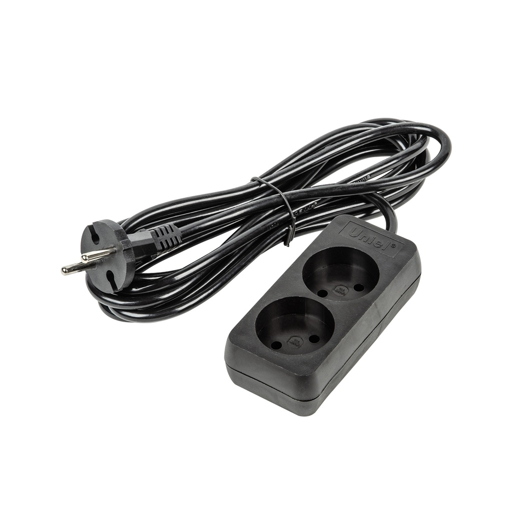 Удлинитель Uniel Ultra S-CU2-3 Black ПВС, без заземления, 2 розетки, 3 м, 2.5 кВт
