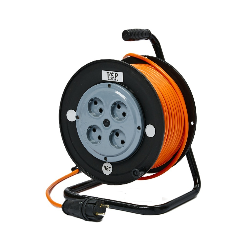 Удлинитель ТОР 414 ПВС с заземлением, 4 розетки, 30 м, 2.2 кВт на катушке