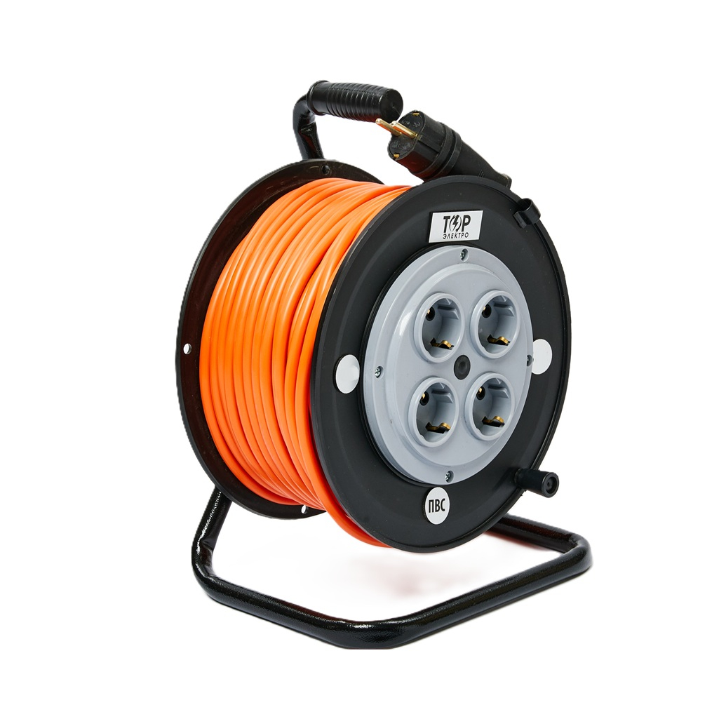 Удлинитель ТОР 424 ПВС с заземлением, 4 розетки, 50 м, 4 кВт на катушке