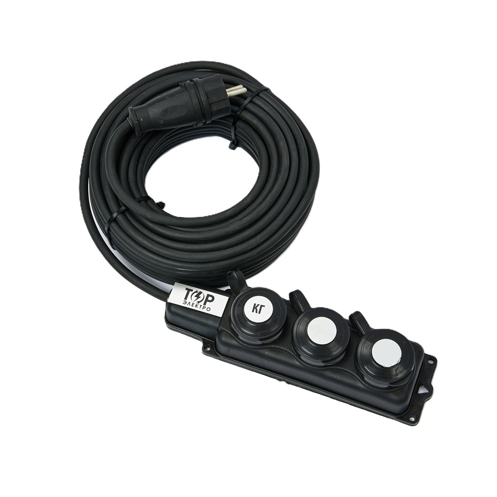 Удлинитель силовой ТОР 518 КГ с заземлением, 3 розетки, 30 м, 4 кВт с колодкой