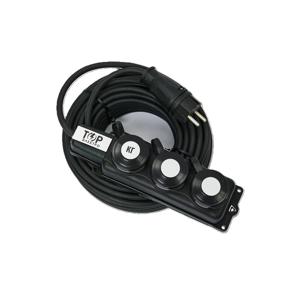 Удлинитель силовой ТОР 518 КГ с заземлением, 3 розетки, 30 м, 4 кВт с колодкой