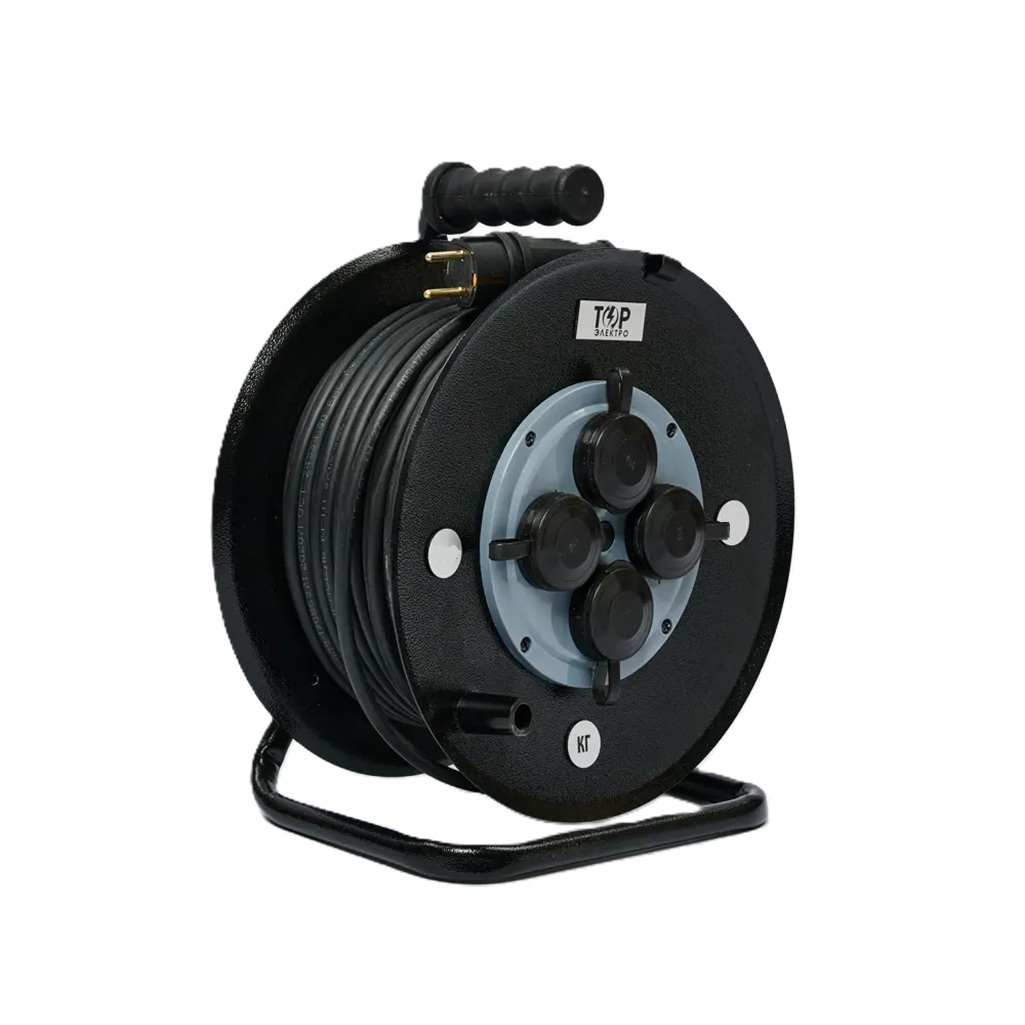 Удлинитель силовой Торэлектро 839 КГ с заземлением, 4 розетки, 40 м, 4 кВт, на катушке