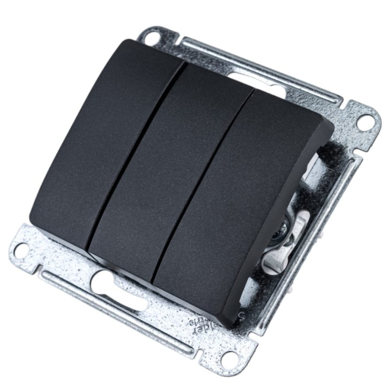 Механизм выключателя 3 клавиши СП Schneider Glossa антрацит [GSL000731]