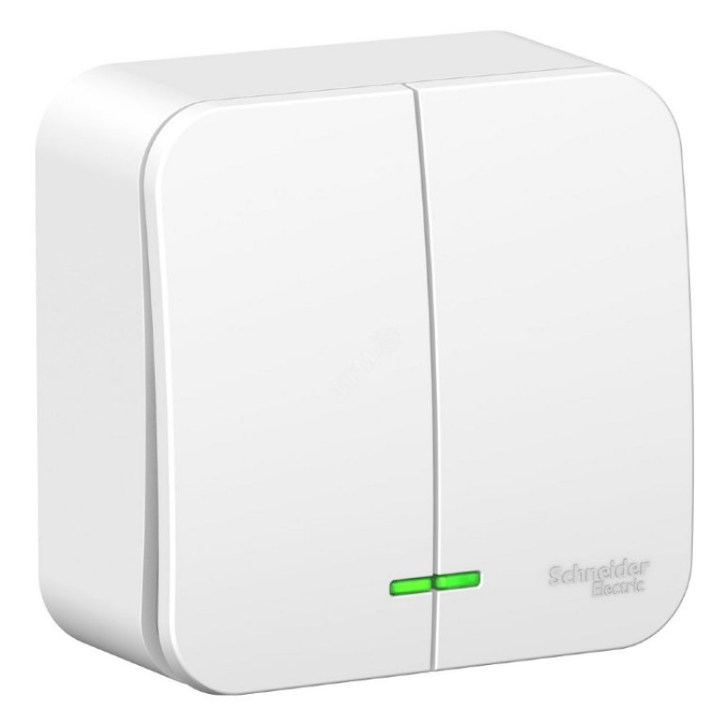 Выключатель Schneider BLANCA 2-кл о/у с подсветкой 10А белый