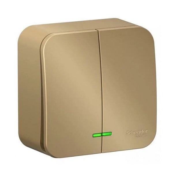 Выключатель Schneider BLANCA 2-кл о/у с подсветкой 10А титан