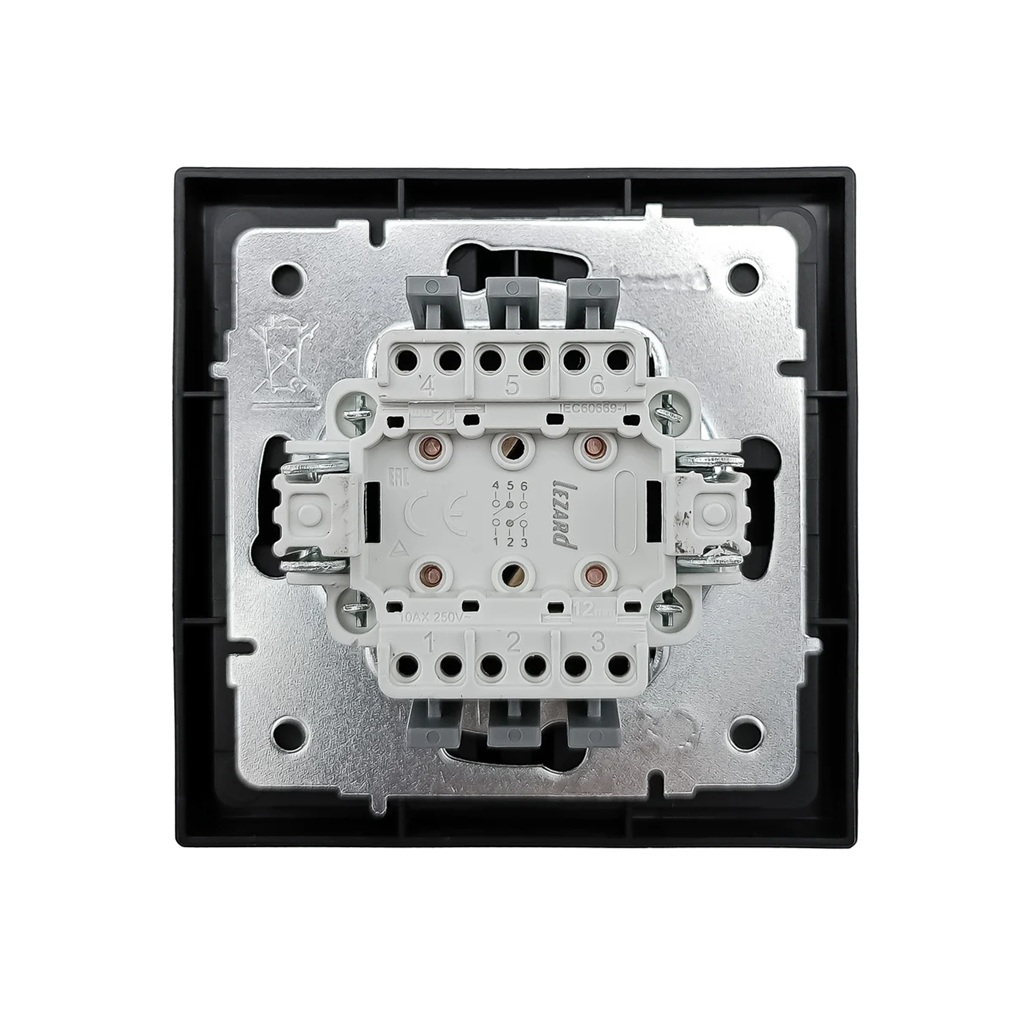 Выключатель проходной двойной Lezard Zima 704-4288-106QC встраиваемый, черный бархат