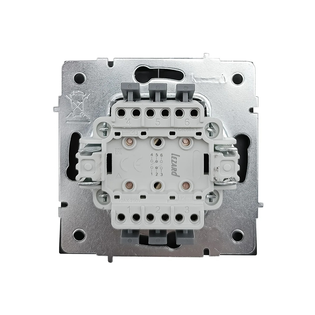 Выключатель проходной двойной Lezard Zima 704-4288-106QC встраиваемый, черный бархат