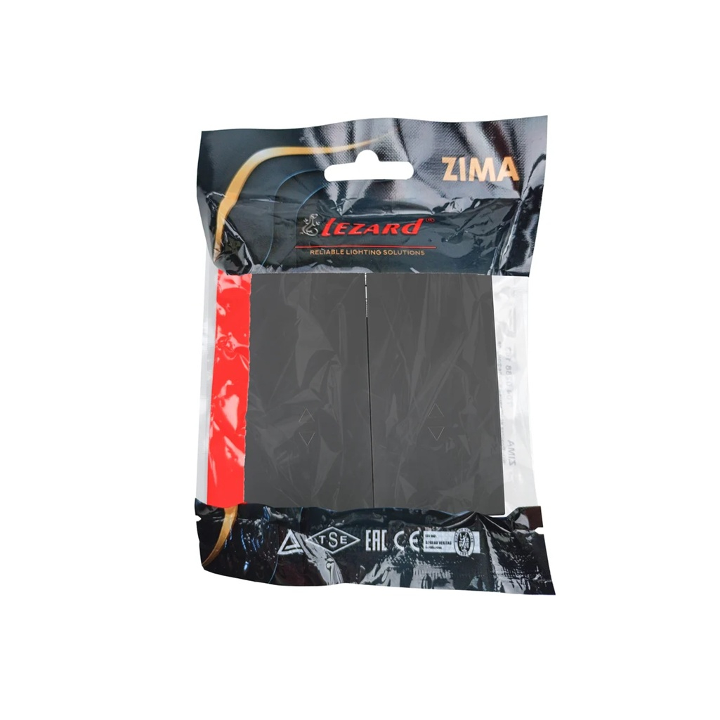 Выключатель проходной двойной Lezard Zima 704-4288-106QC встраиваемый, черный бархат