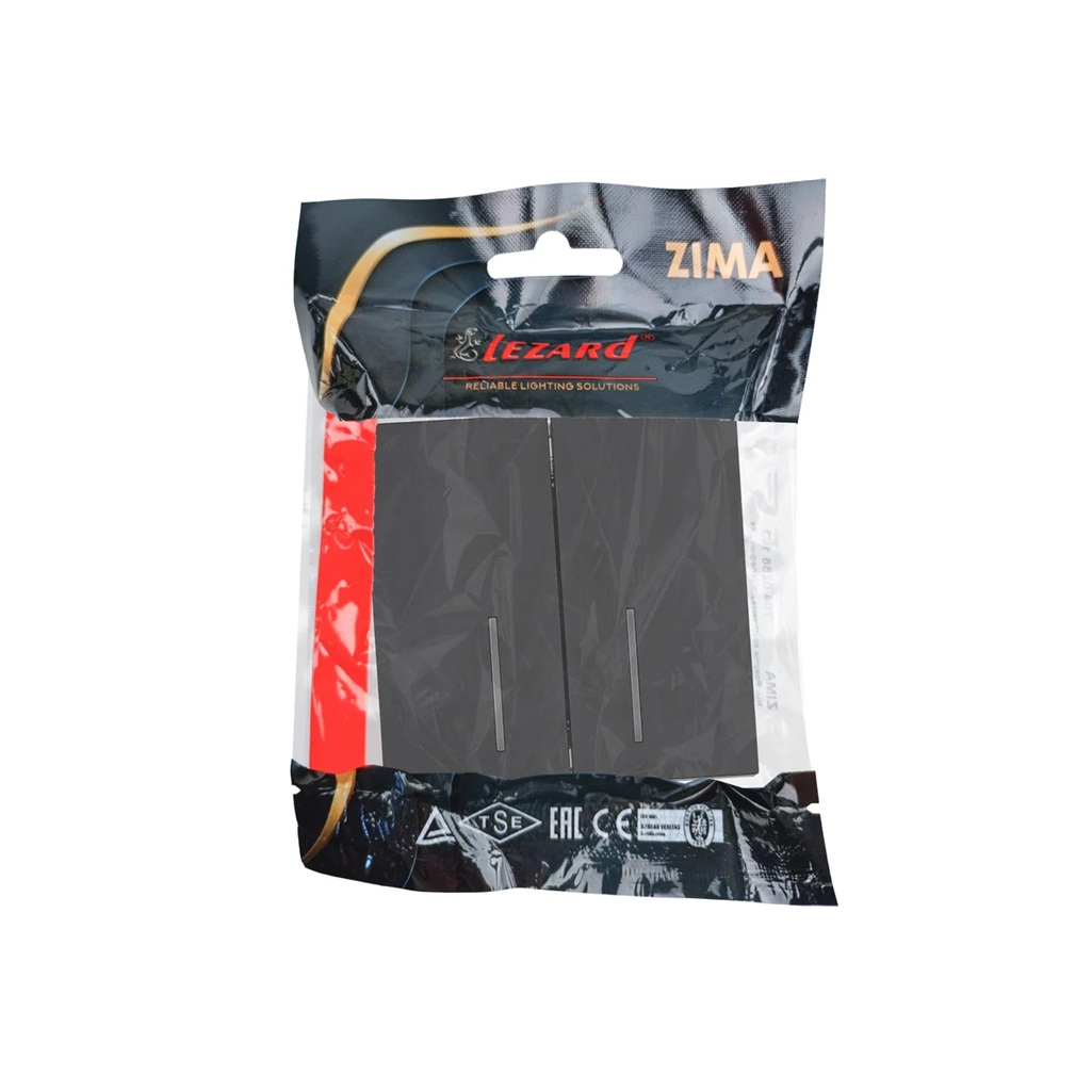 Выключатель двойной с подсветкой Lezard Zima 704-4288-112QC встраиваемый, черный бархат