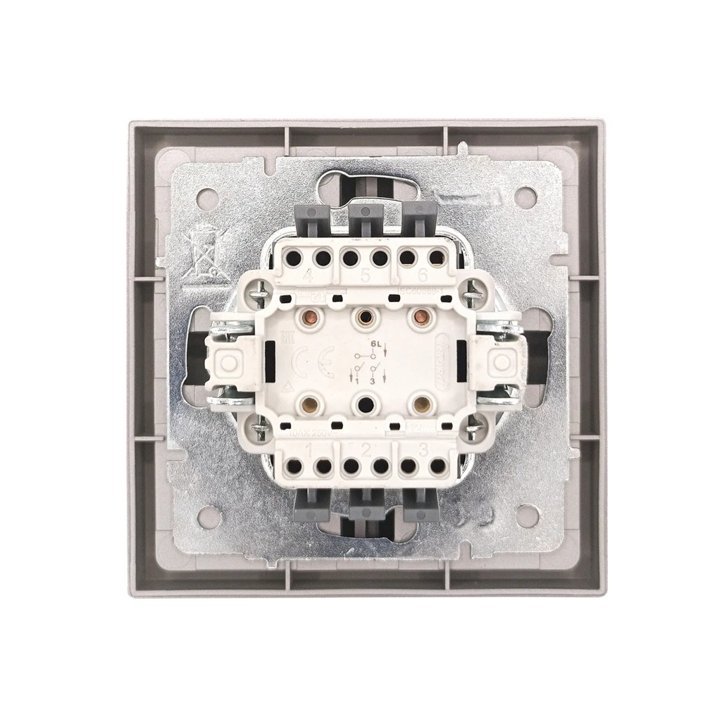 Выключатель двойной Lezard Zima 704-7488-101QC встраиваемый, пластик, серый матовый