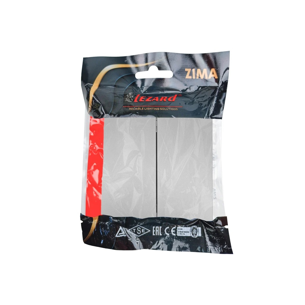 Выключатель двойной Lezard Zima 704-7488-101QC встраиваемый, пластик, серый матовый