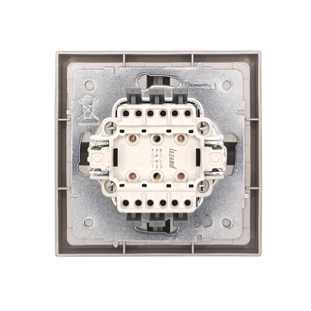 Выключатель проходной двойной Lezard Zima 704-7488-106QC встраиваемый, серый матовый