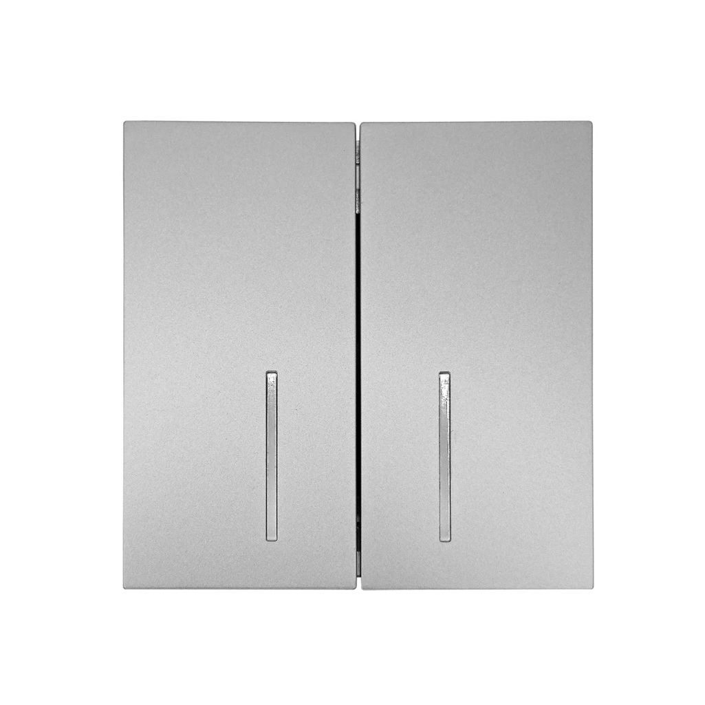 Выключатель двойной с подсветкой Lezard Zima 704-7488-112QC встраиваемый, серый матовый