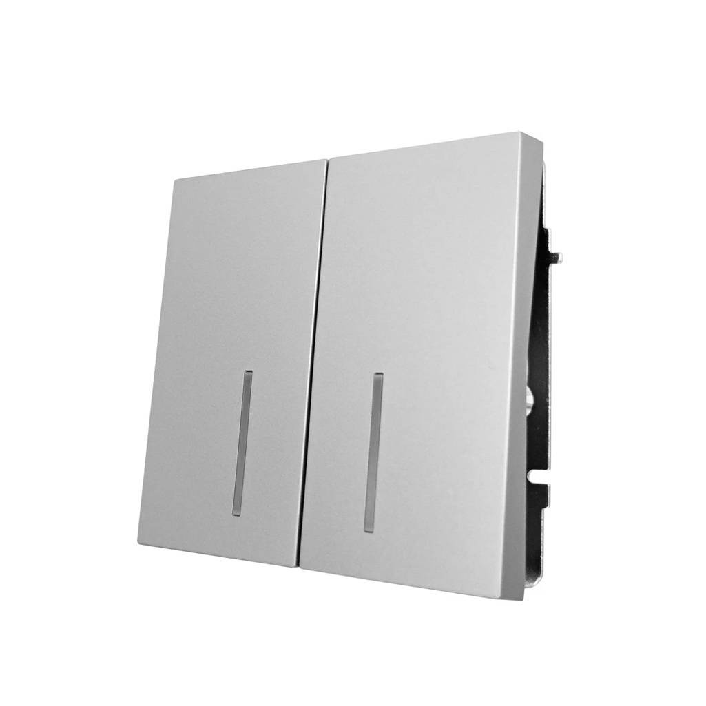 Выключатель двойной с подсветкой Lezard Zima 704-7488-112QC встраиваемый, серый матовый