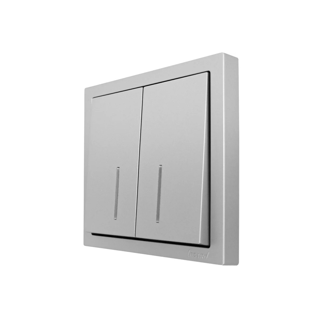 Выключатель двойной с подсветкой Lezard Zima 704-7488-112QC встраиваемый, серый матовый