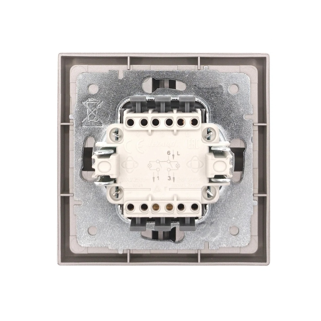 Выключатель двойной с подсветкой Lezard Zima 704-7488-112QC встраиваемый, серый матовый