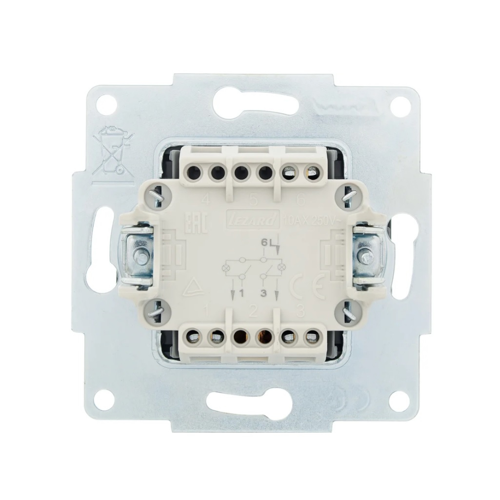 Выключатель двойной с подсветкой Lezard Vesna встраиваемый механизм, чёрный бархат, 742-4288-112