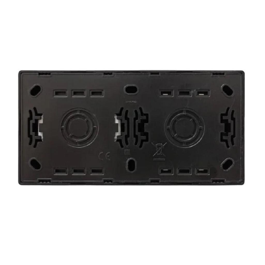 Выключатель двойной и розетка Lezard Leto 752-4200-170BKP с заземлением, чёрный бархат