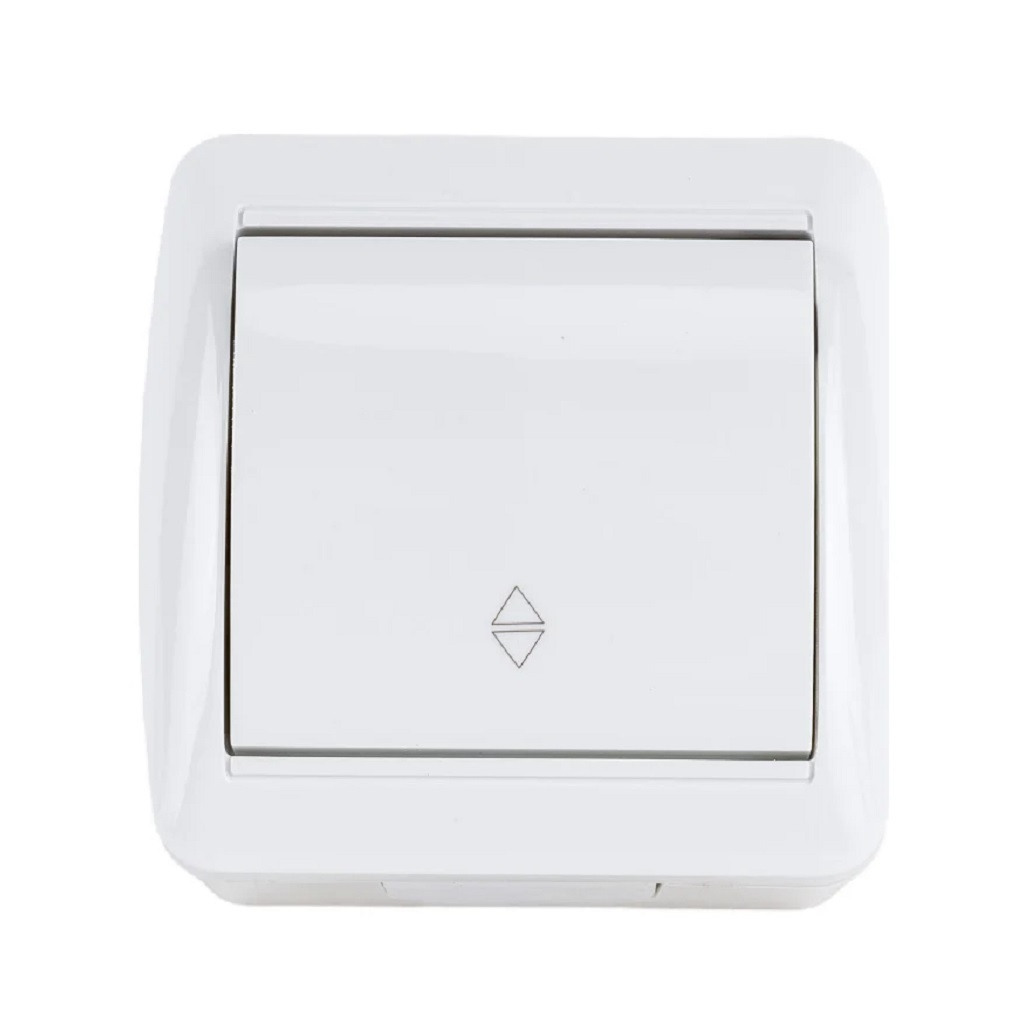 Переключатель проходной Селигер TDM SQ1818-0011, 1 клавиша, открытой установки, белый