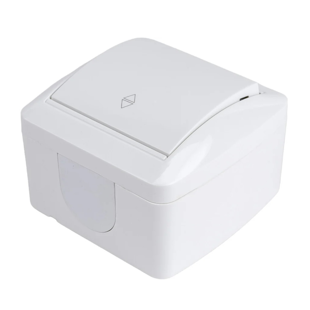 Переключатель проходной Селигер TDM SQ1818-0011, 1 клавиша, открытой установки, белый