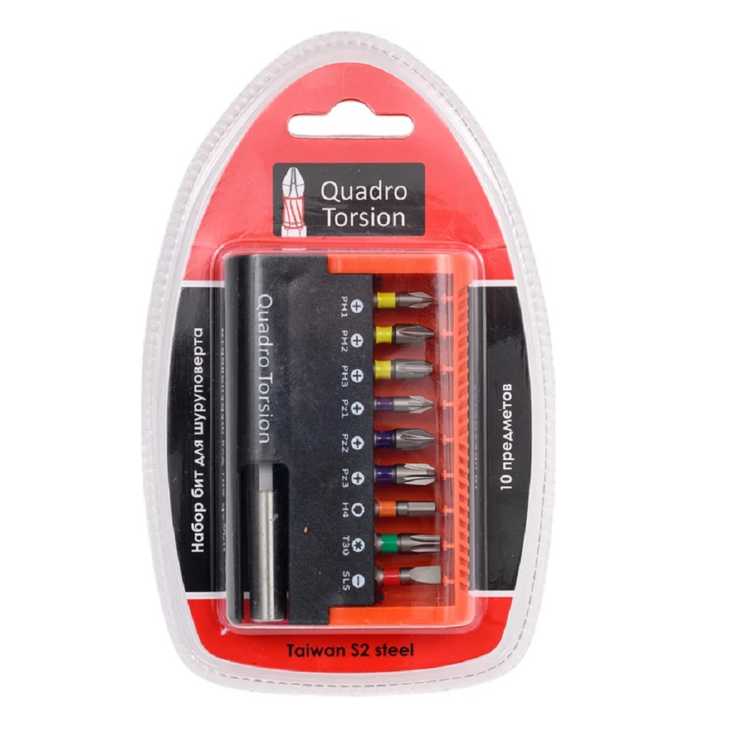 Набор бит односторонних Quadro Torsion 10 шт 490010 для точных работ с крепежом