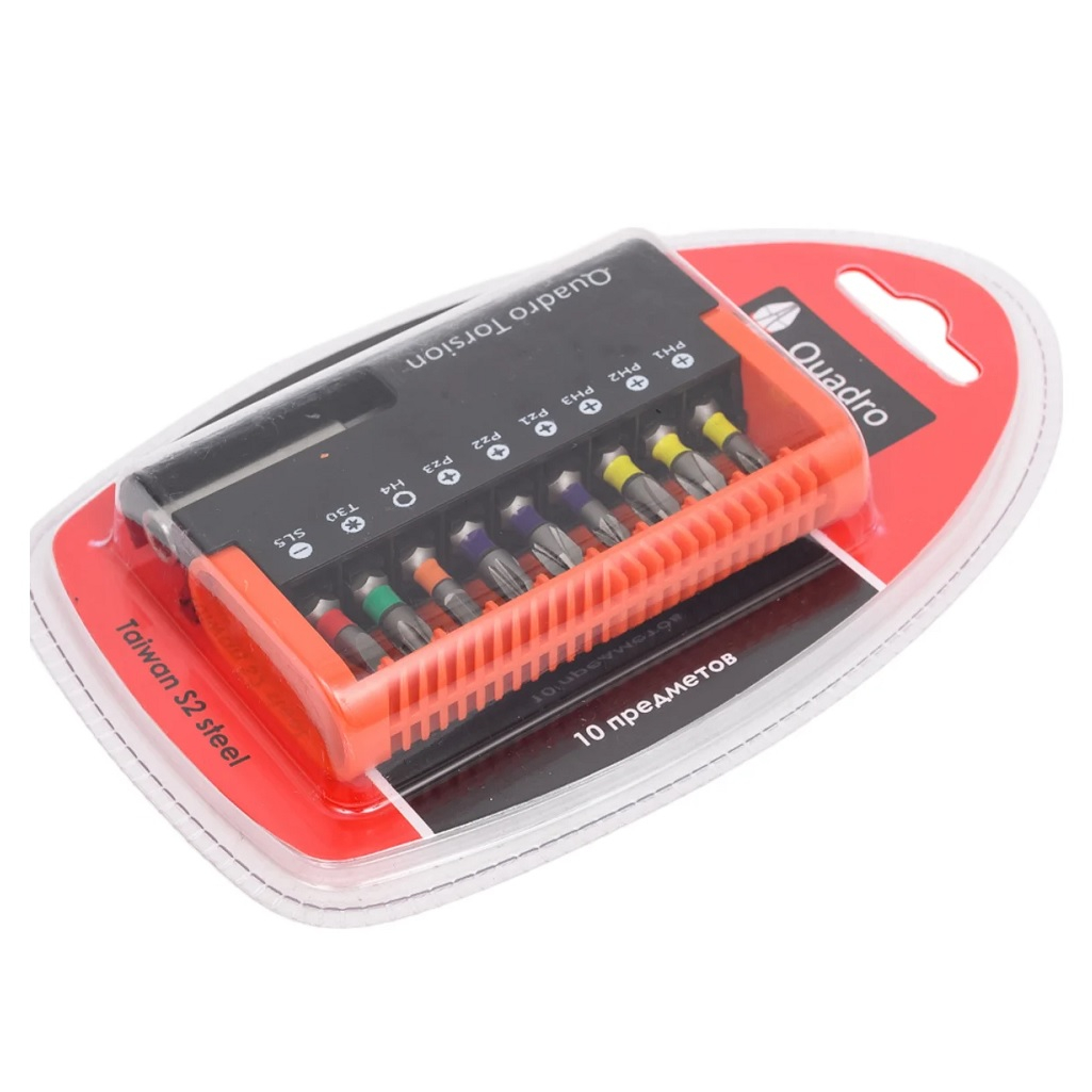 Набор бит односторонних Quadro Torsion 10 шт 490010 для точных работ с крепежом