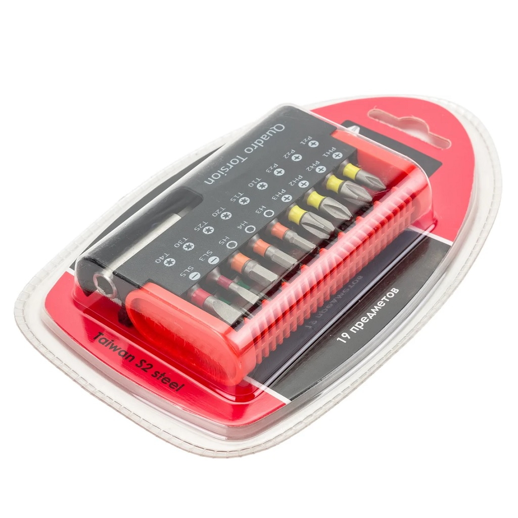 Набор бит односторонних Quadro Torsion 19 шт 490019 для точных работ с крепежом