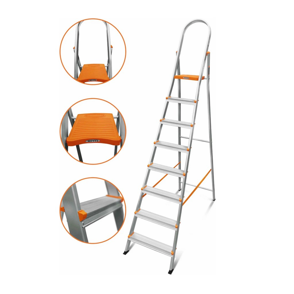 Лестница-стремянка Эйфель Мечта 108, 8 ступеней, 1 секция, алюминиевая, нагрузка до 150 кг