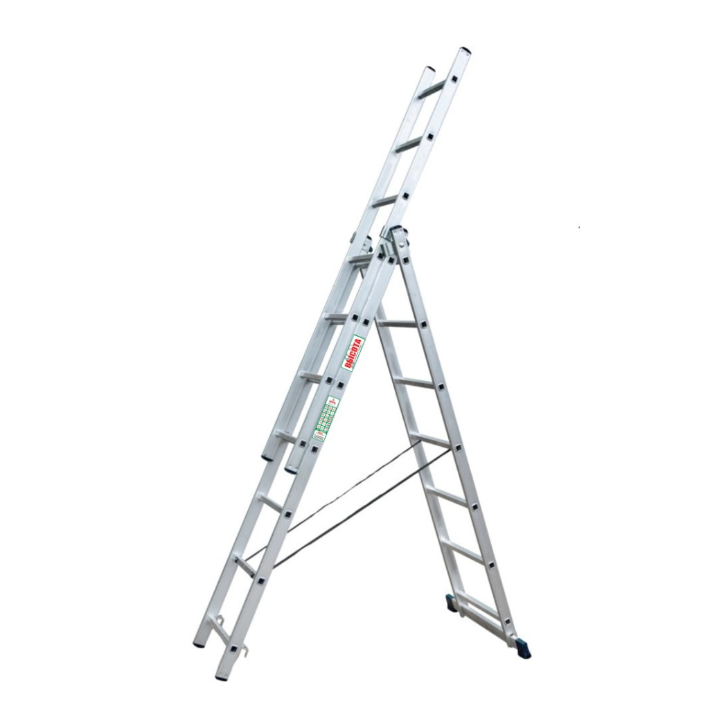 Лестница-стремянка Высота VL3-8, 8 ступеней, 3 секции, алюминиевая, нагрузка до 150 кг