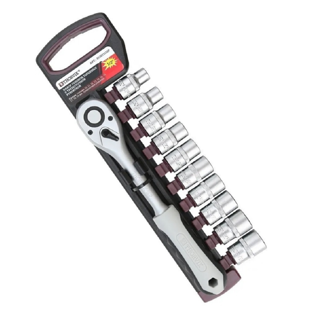 Набор головок Thorvik S13S1111SP, универсальный, 10-19 мм, 11 предметов