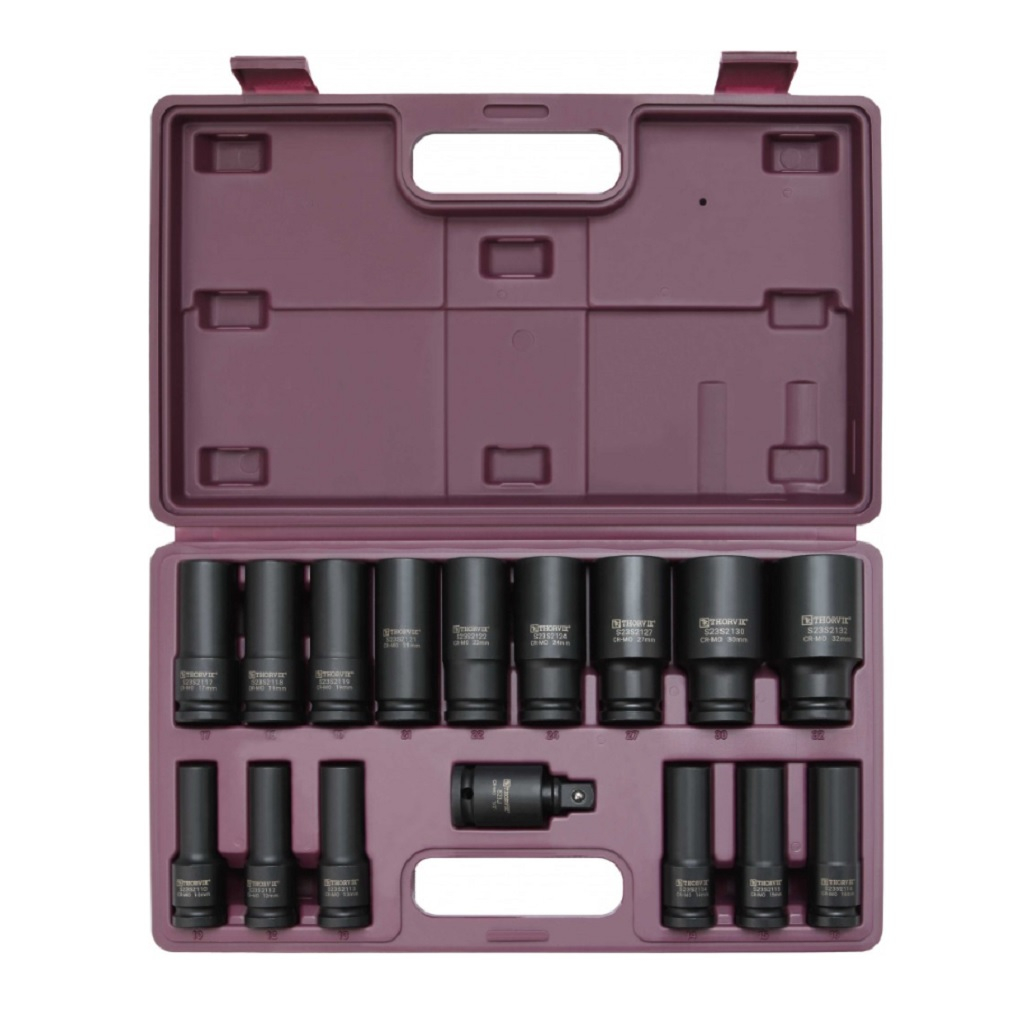 Набор головок Thorvik S23S2116S, ударных, глубоких, 10-32 мм, 16 предметов