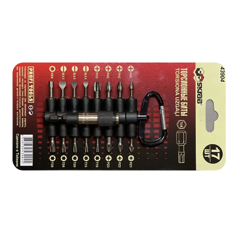 Набор бит Skrab 17 штук торсионные 43904