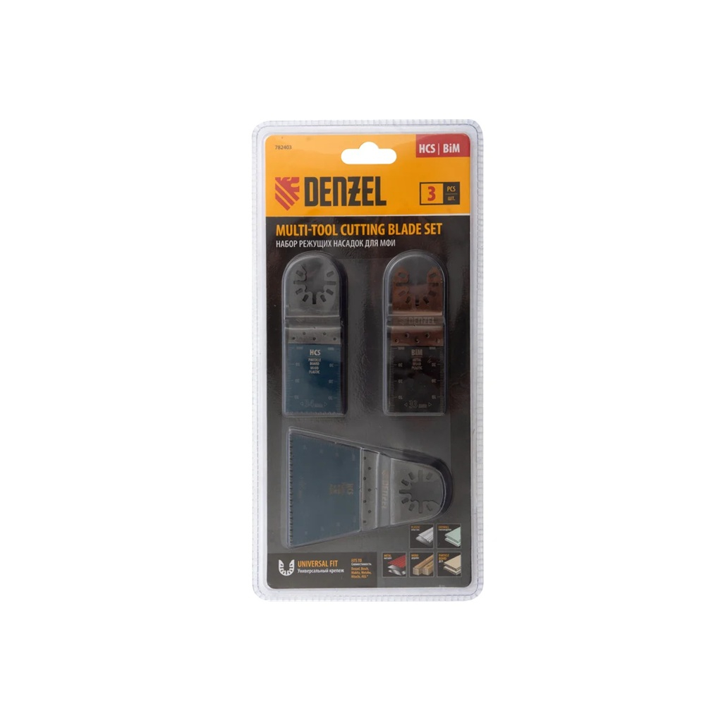 Набор насадок для МФИ Denzel 782403, по дереву и металлу 3 шт