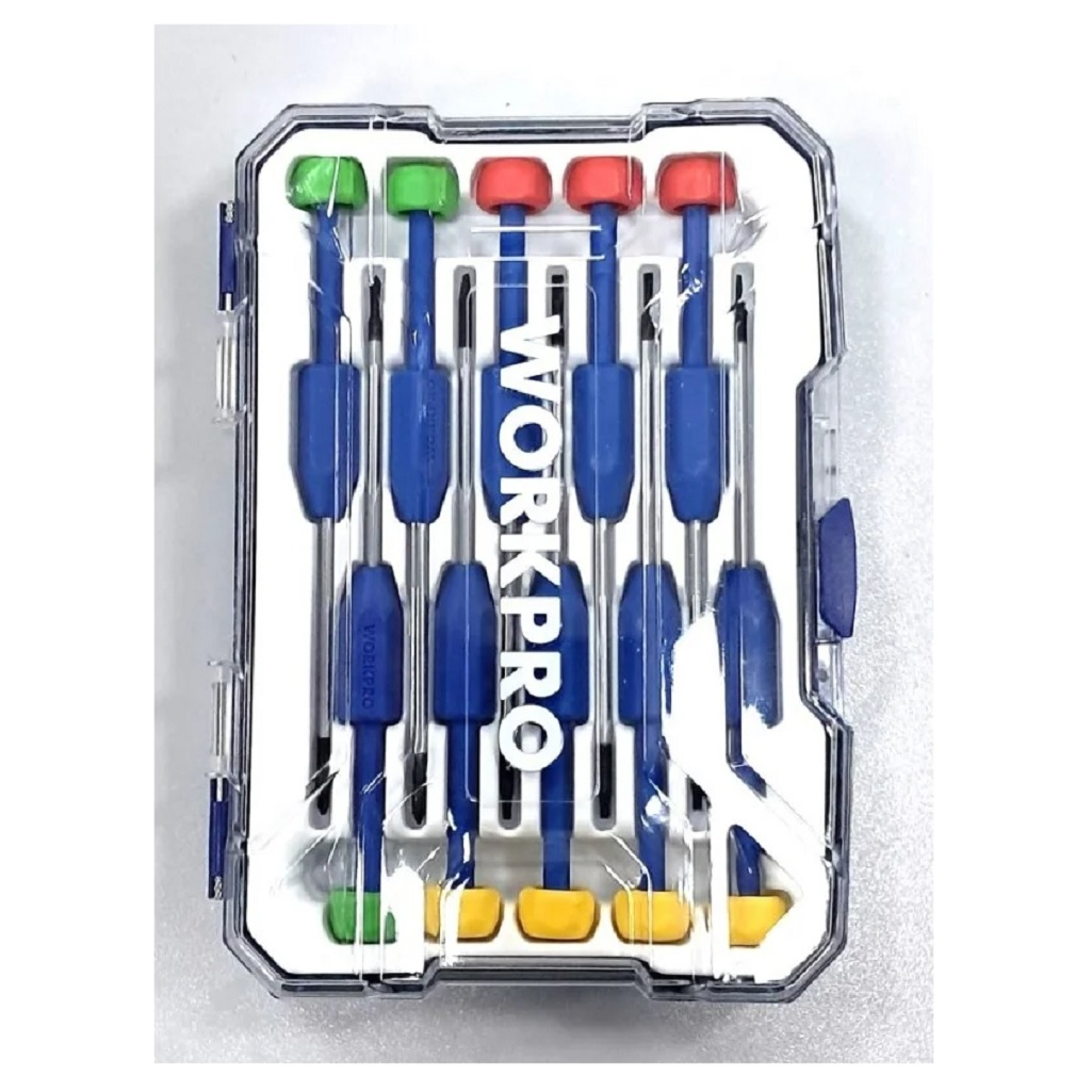 Набор прецизионных отверток Workpro WP200530, противоскользящие наконечники, 10 шт.