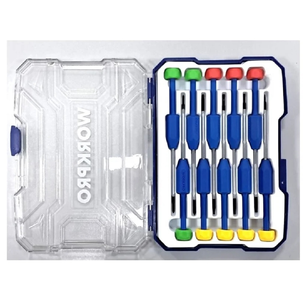 Набор прецизионных отверток Workpro WP200530, противоскользящие наконечники, 10 шт.