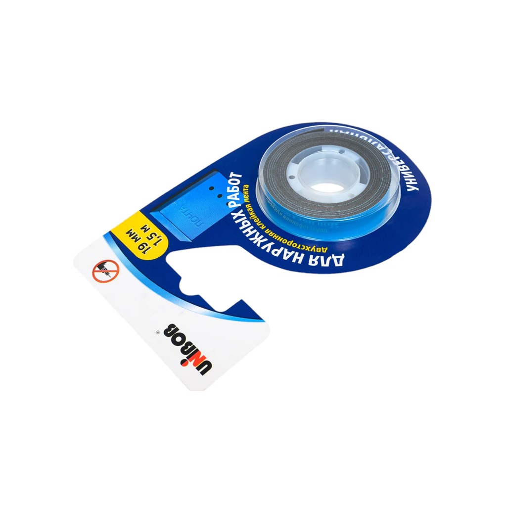 Клейкая лента UNIBOB двусторонняя вспененная для наружных работ 19мм х 1.5м