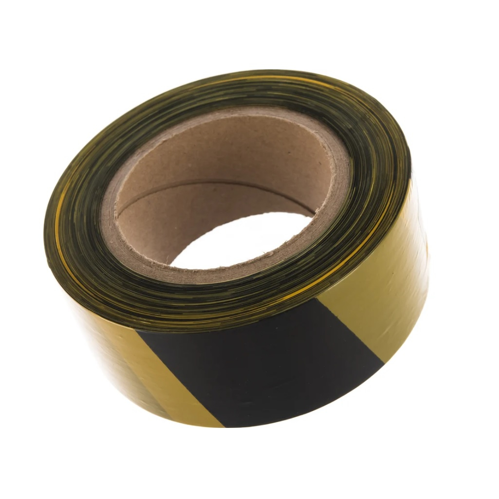 Лента сигнальная Сибртех 50 мм х 200 м, черно-желтая, оградительная, разметочная, 89033