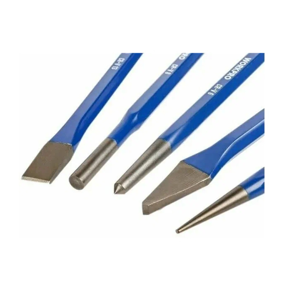 Набор кернеров и зубил Workpro WP201303, сталь, шестигранный стержень, 5 шт