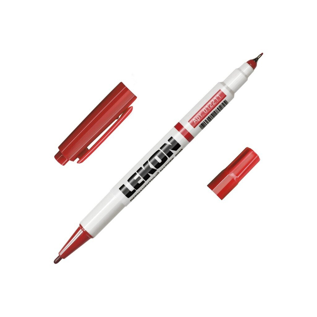 Маркер перманентный Lekon Duo двухсторонний, быстросохнущий, красный