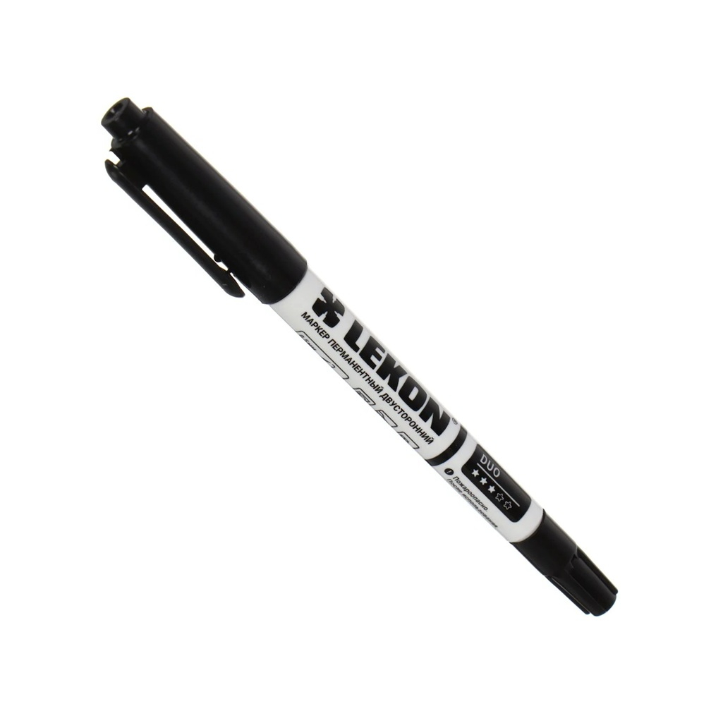 Маркер перманентный Lekon Duo двухсторонний, быстросохнущий, черный