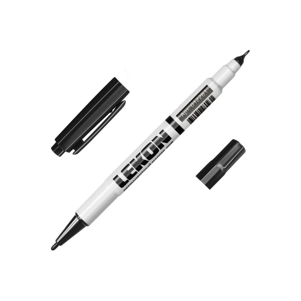 Маркер перманентный Lekon Duo двухсторонний, быстросохнущий, черный