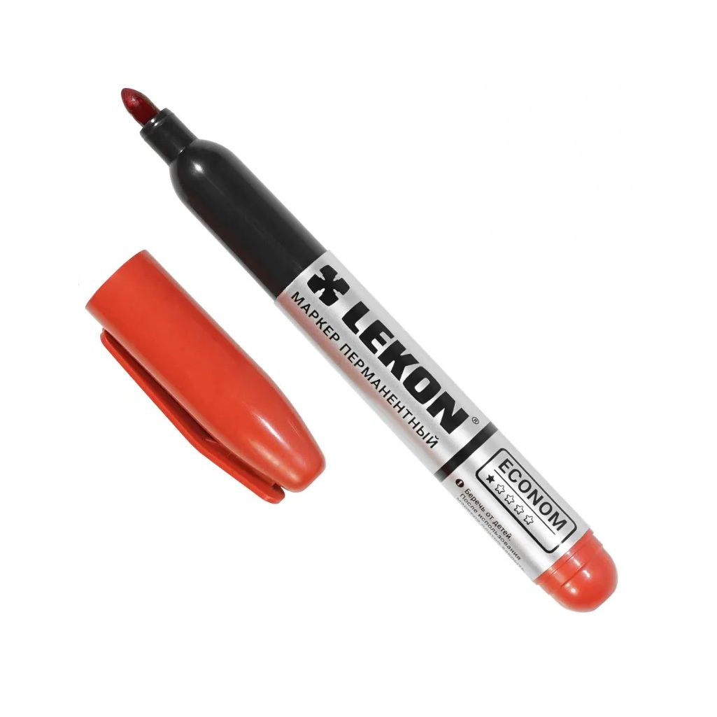 Маркер перманентный Lekon Econom 3 мм, быстросохнущий, красный