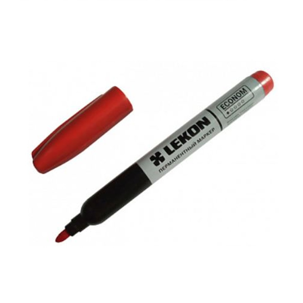 Маркер перманентный Lekon Econom 3 мм, быстросохнущий, красный