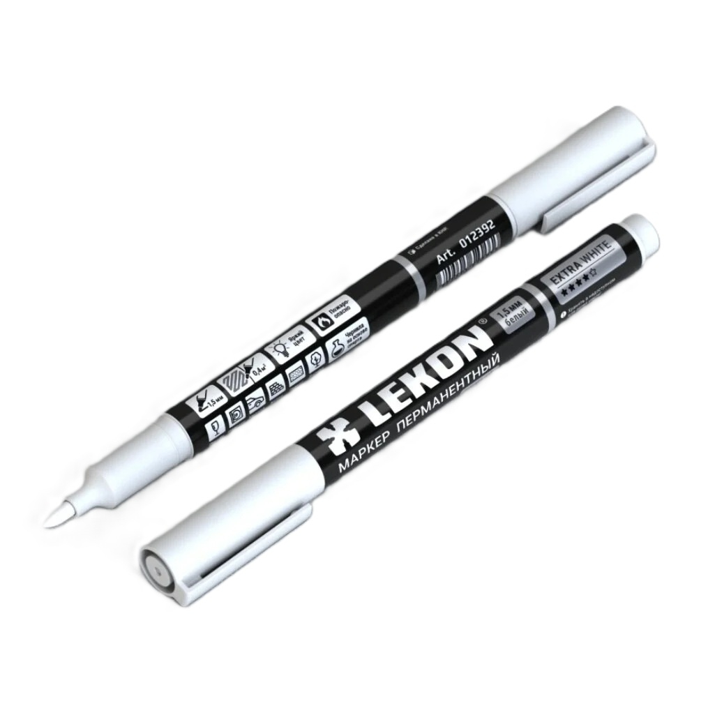 Маркер перманентный Lekon Extra White 1.5 мм, пластик, белый