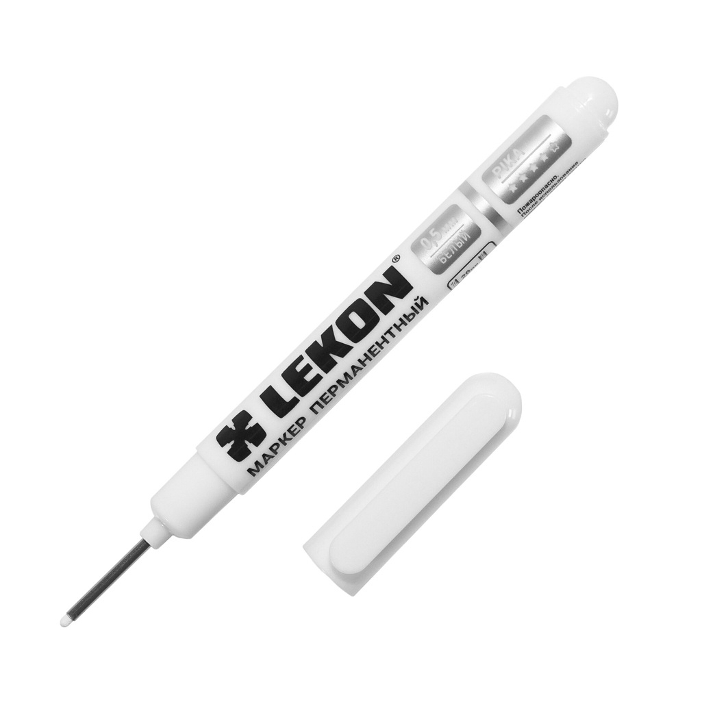 Маркер перманентный Lekon Pika 0.5 мм, удлиненный наконечник, белый