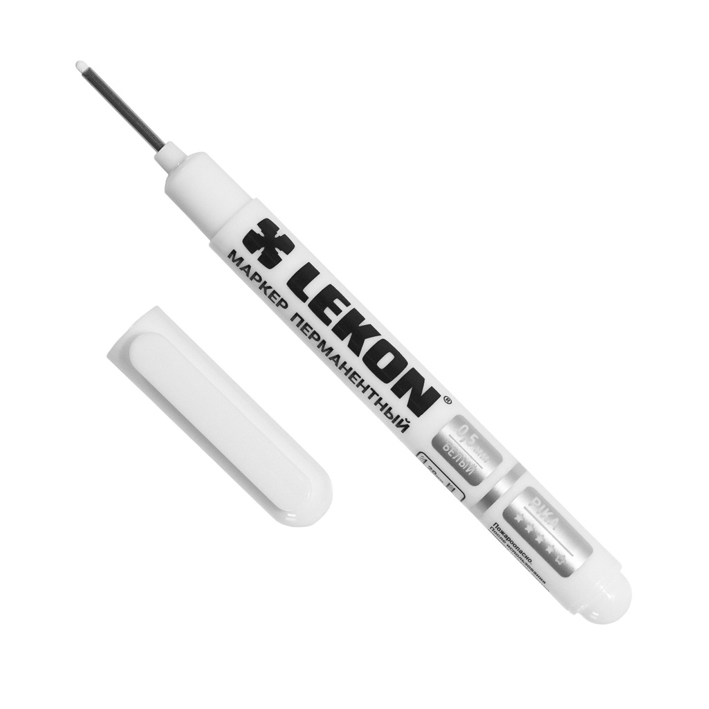 Маркер перманентный Lekon Pika 0.5 мм, удлиненный наконечник, белый