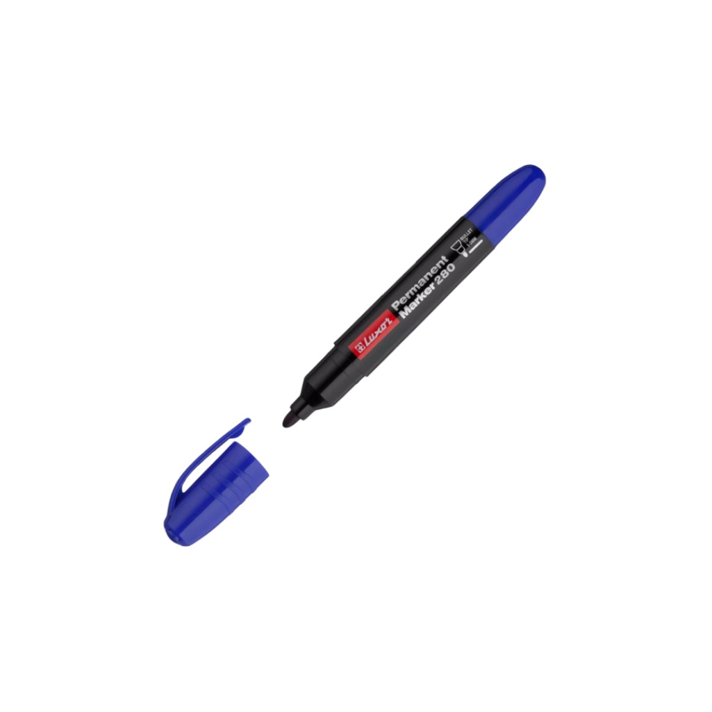 Маркер синий Luxor 280, перманентный, пулевидный наконечник, 1-3 мм