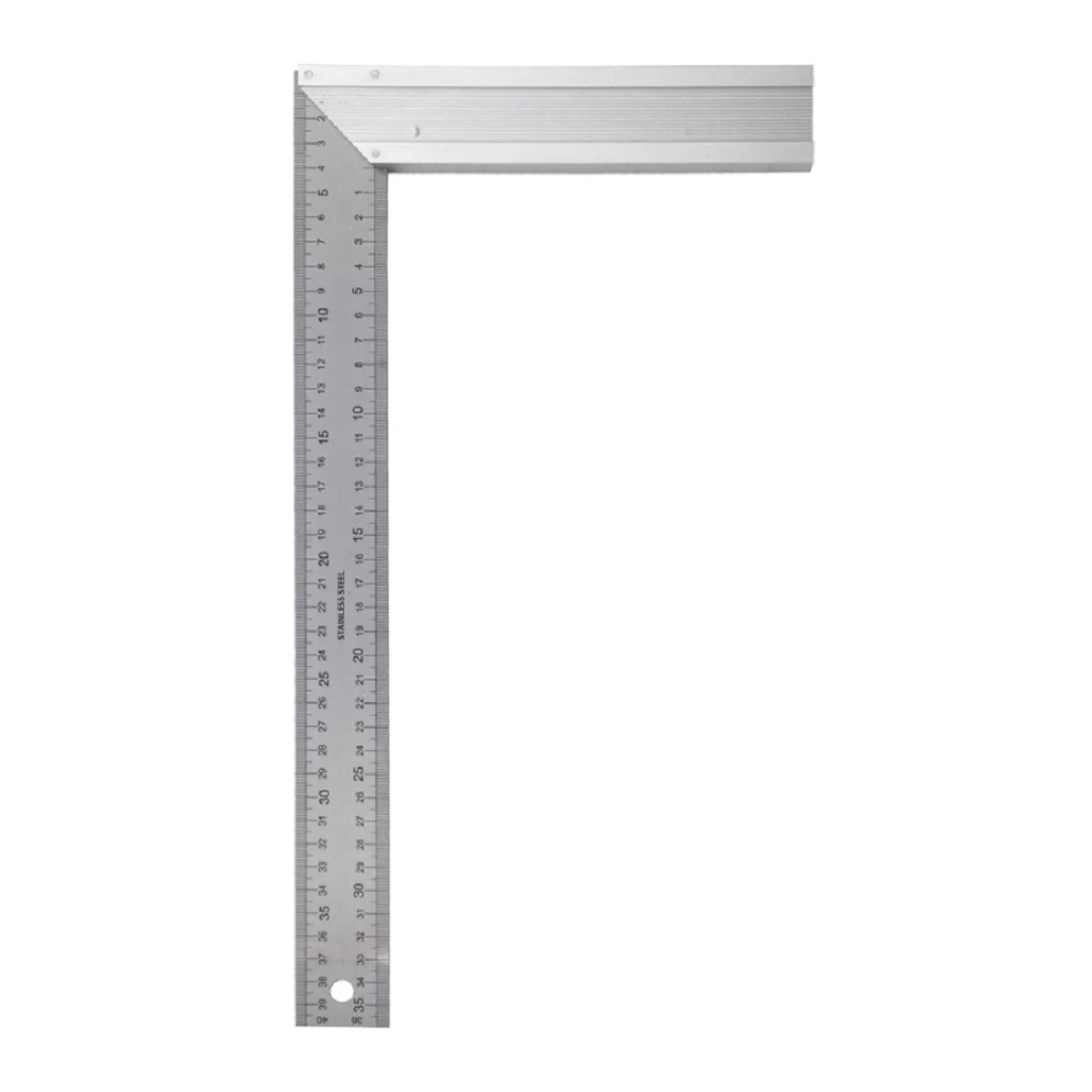 Угольник Denzel нержавеющая сталь, градуировка, алюминиевое основание, 400 мм 32398